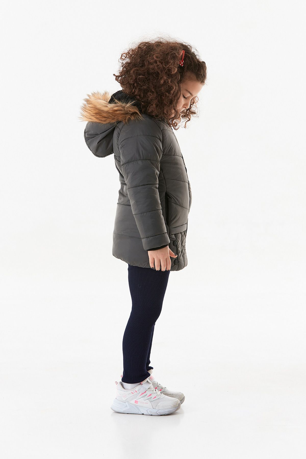 Fulla Moda-Pocket Zippered Hooded Girl's Coat 4