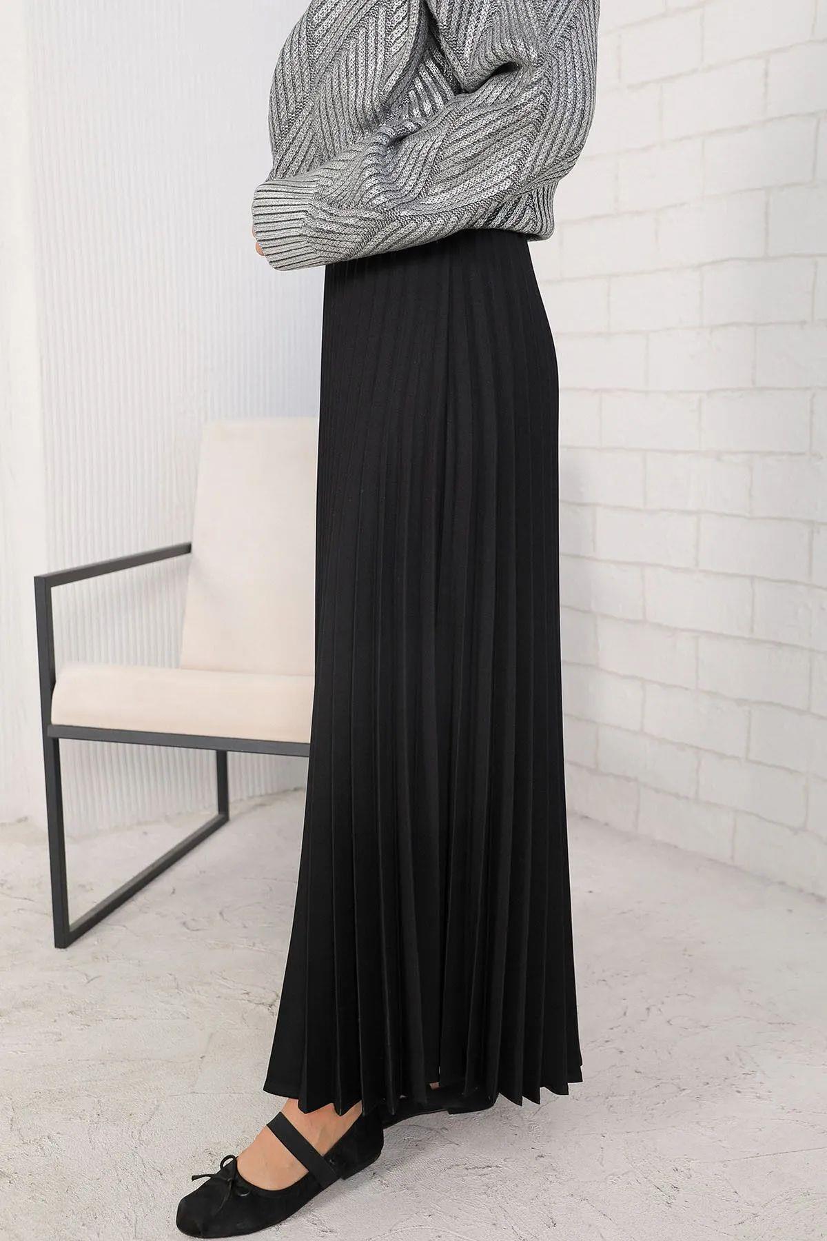 Melike Tatar  Piliseli Etek 32-9001 Siyah - Görsel 3