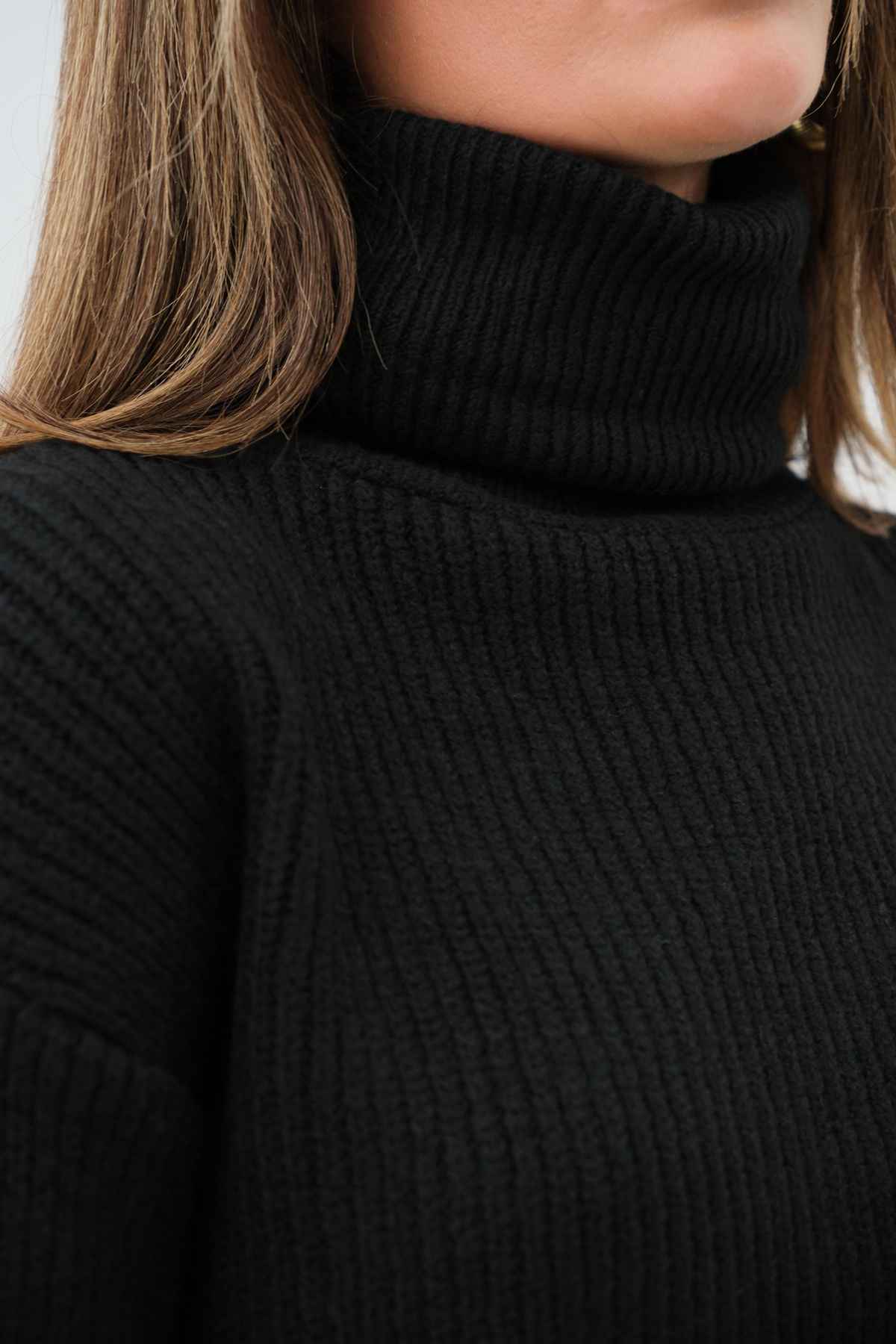 Black Fashion-Black Oversize Turtleneck Knitwear Tunic 4