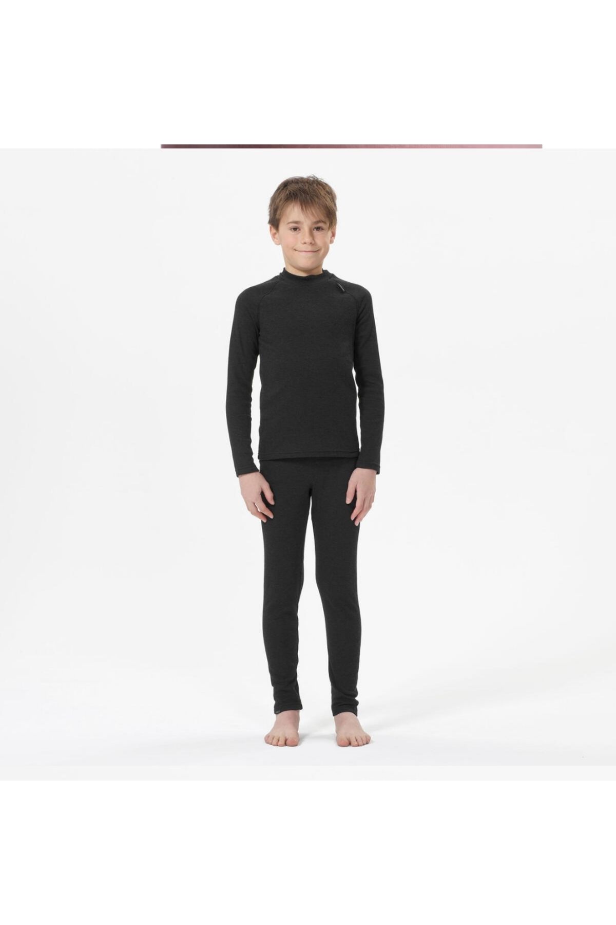 Decathlon-Black Children's Thermal Bottom Ski Underwear - Bl 100 3