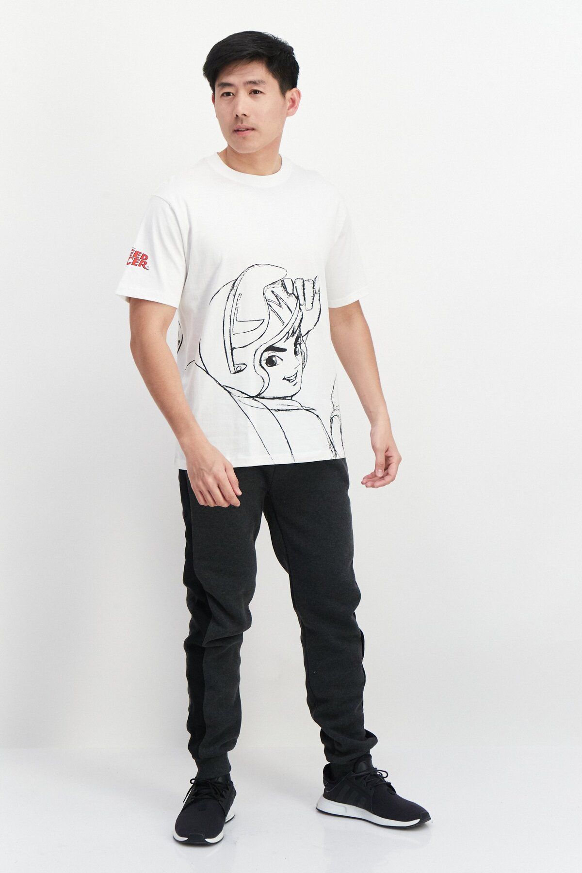 Speed Racer-Men Oversized Crew Neck Short Sleeve Graphic Print T-shirt, White 4