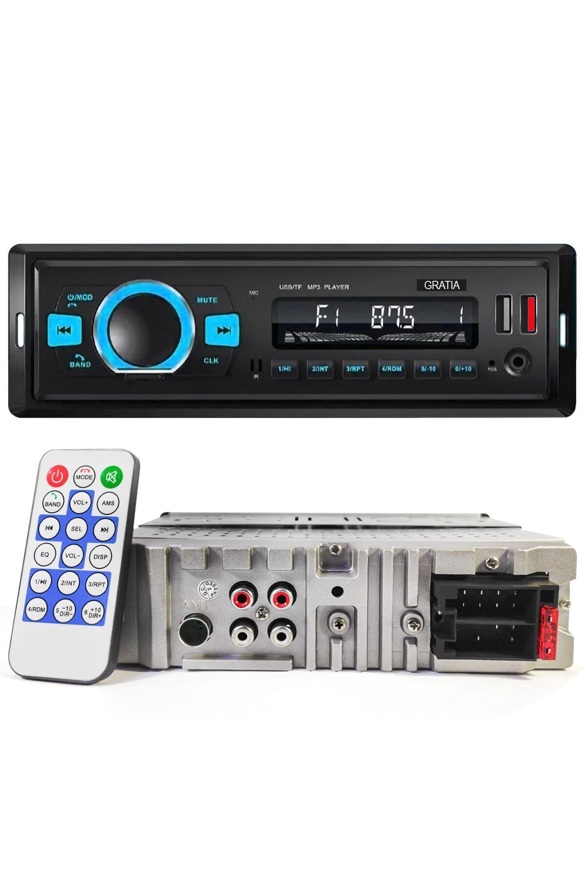 NZM TİCARET Gratia Gr-2202B Oto Teyp 4X60 Watt Bluetooth 2Xusb Sd Fm Aux