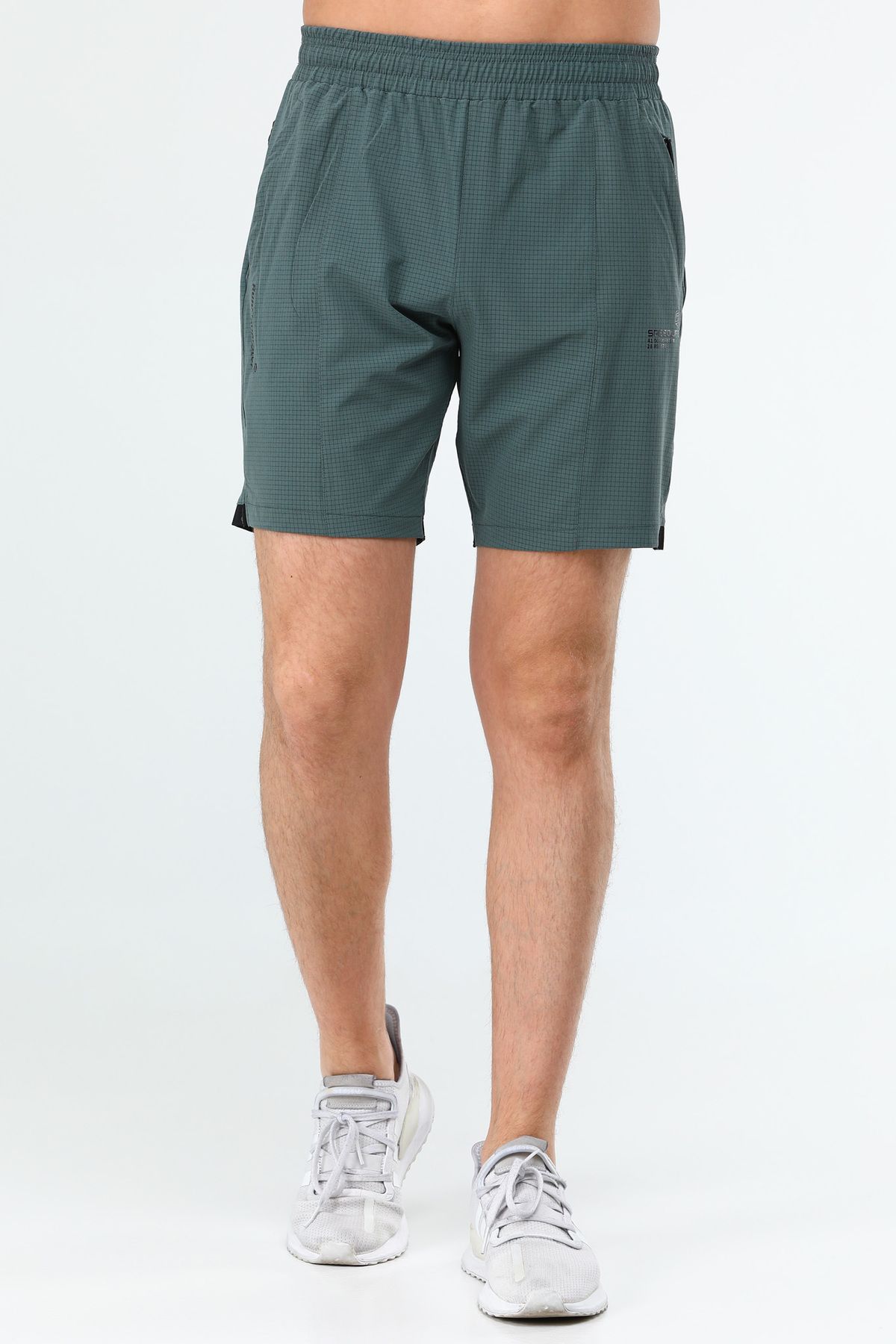 speedlife-Pantaloni scurți pentru bărbați Green Regular Straight Lycra XE0278 1