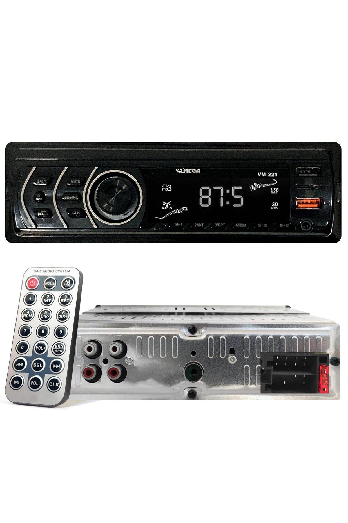 NZM TİCARET Mega Vm-221 Oto Teyp 4X50 Watt Bluetooth 2Xusb Sd Fm Aux