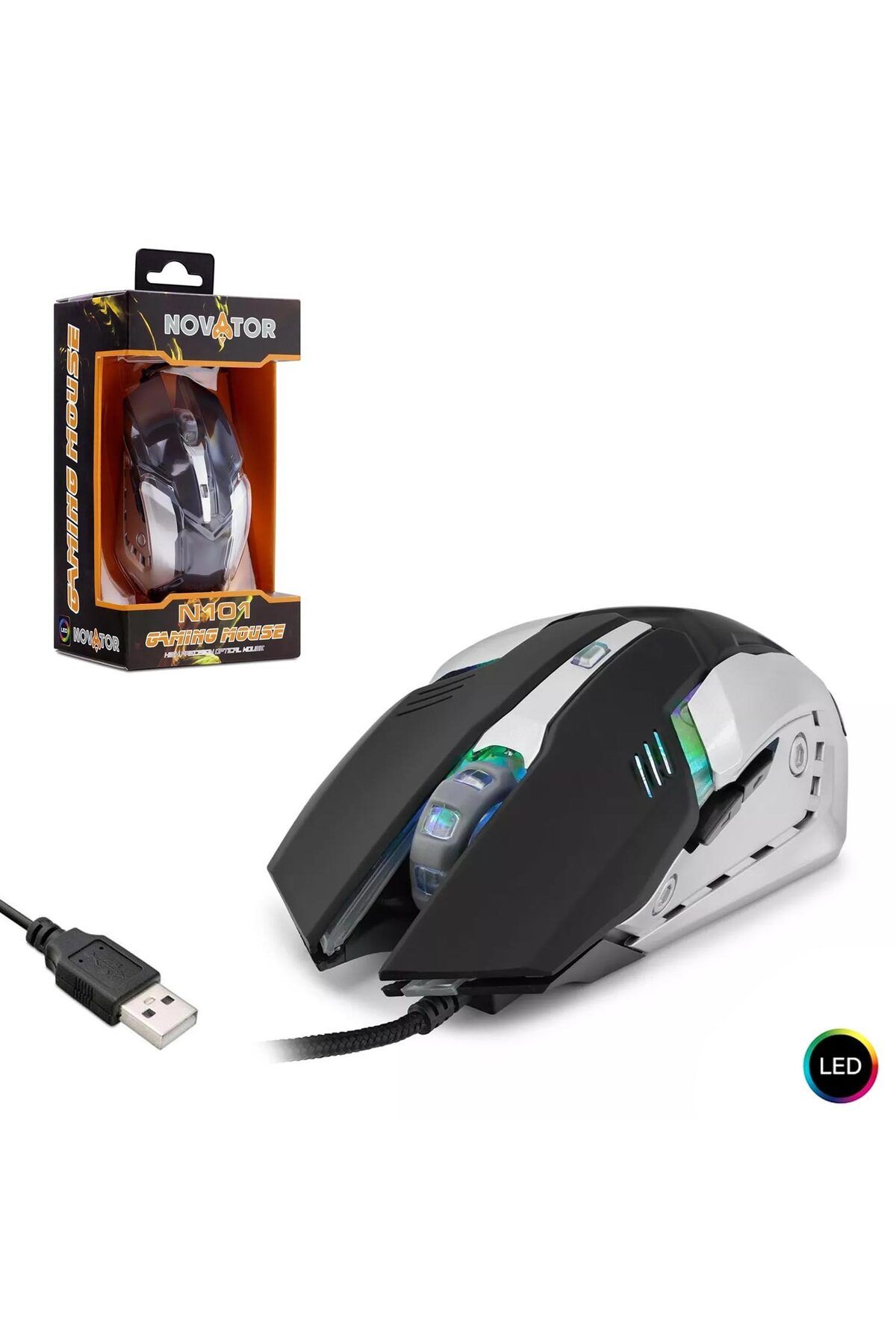 ALKAP N-101 Kablolu Oyuncu Mouse 2000 Dpi Ledli