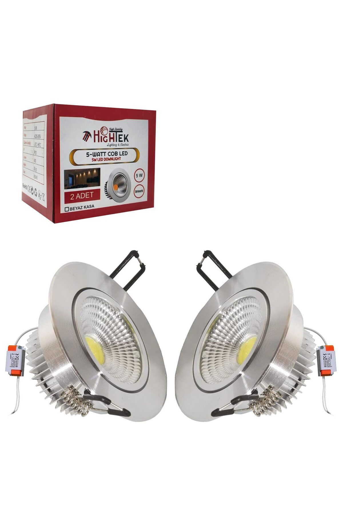 NZM TİCARET Cob Led Spot Beyaz 5W 8Cm 2 Adet Ht-0603