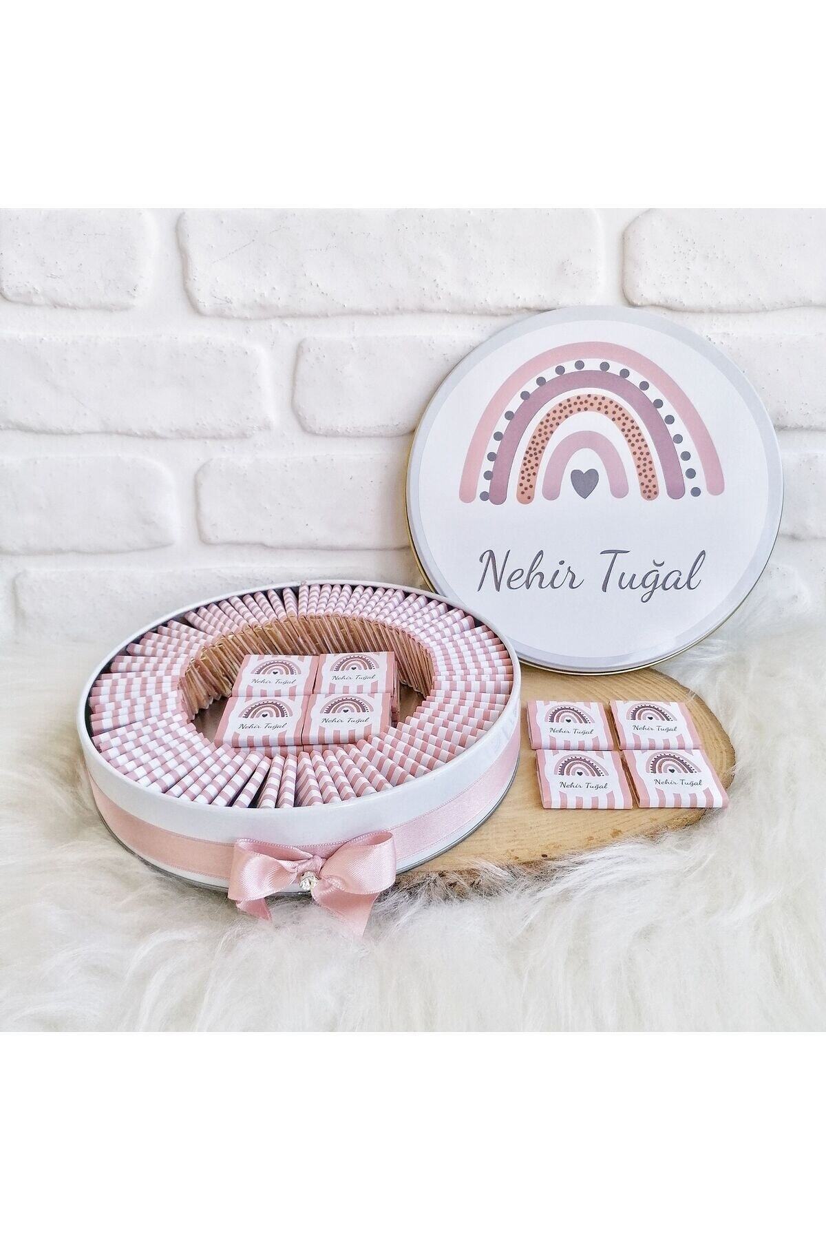 Angel Gift Chocolate 50 Adet Isme Özel Gökkuşağı Hediyelik Hoşgeldin Kız Bebek Doğum Çikolatası fotoğrafı 4 (önizleme)