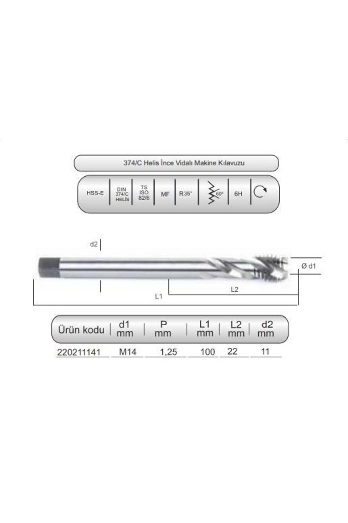 Diatools HSSE DIN374/C HELİS MAK.KLVZ. M14x1,25 (6H)