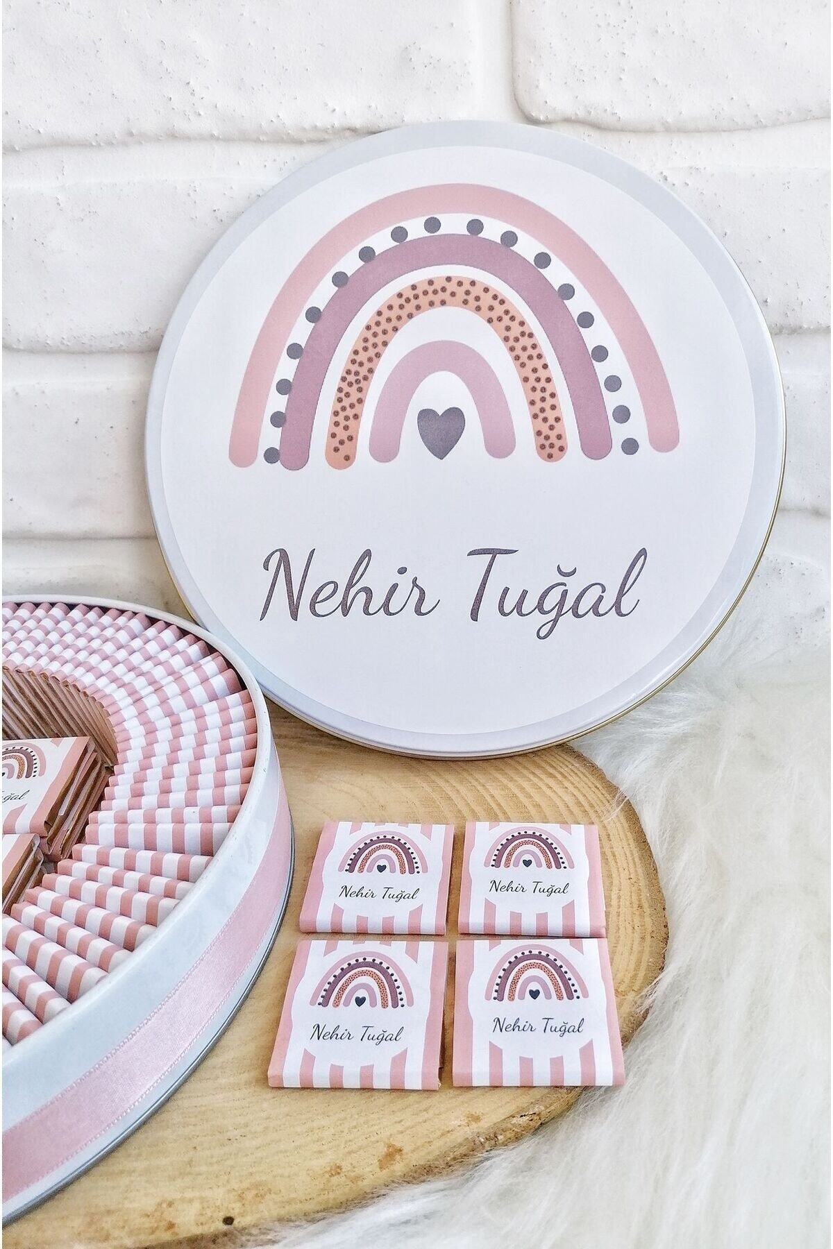 Angel Gift Chocolate 50 Adet Isme Özel Gökkuşağı Hediyelik Hoşgeldin Kız Bebek Doğum Çikolatası fotoğrafı 6 (önizleme)