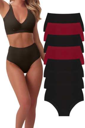 GÜLSER UNDERWEAR Kadın Külot Yüksek Bel Bato Külot %100 Pamuk Günlük Külot 7'...