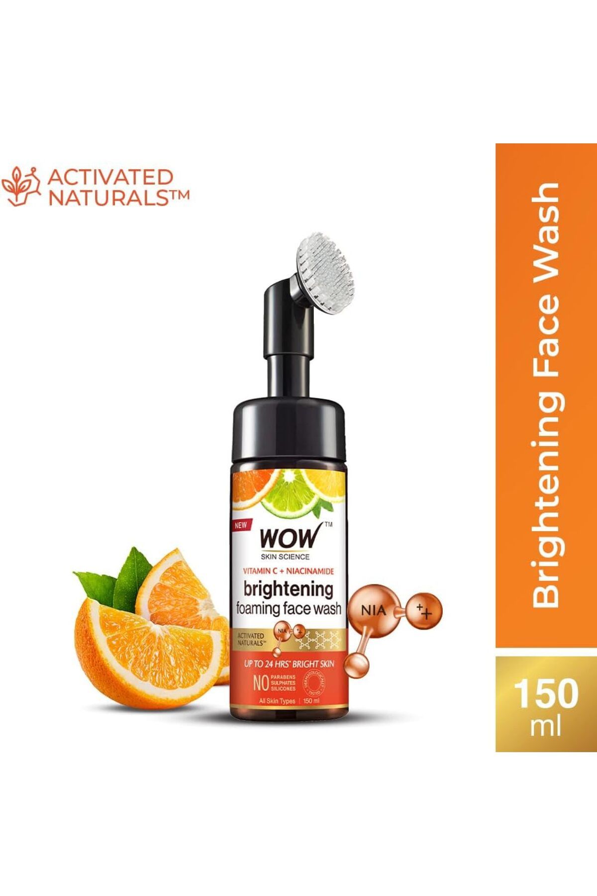 WOW Skin Science-Vitamin C Foaming Face wash with Brush 150ml 2