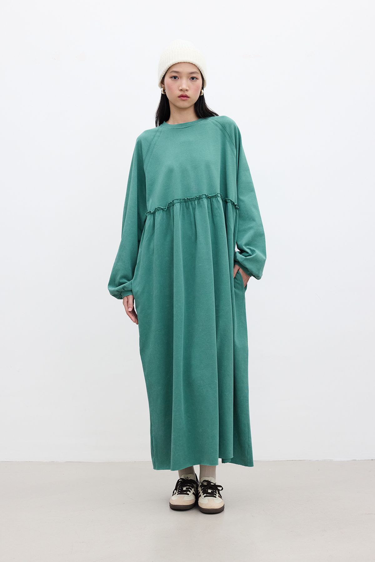 Manuka-Green Oversize Drawstring Dress 2