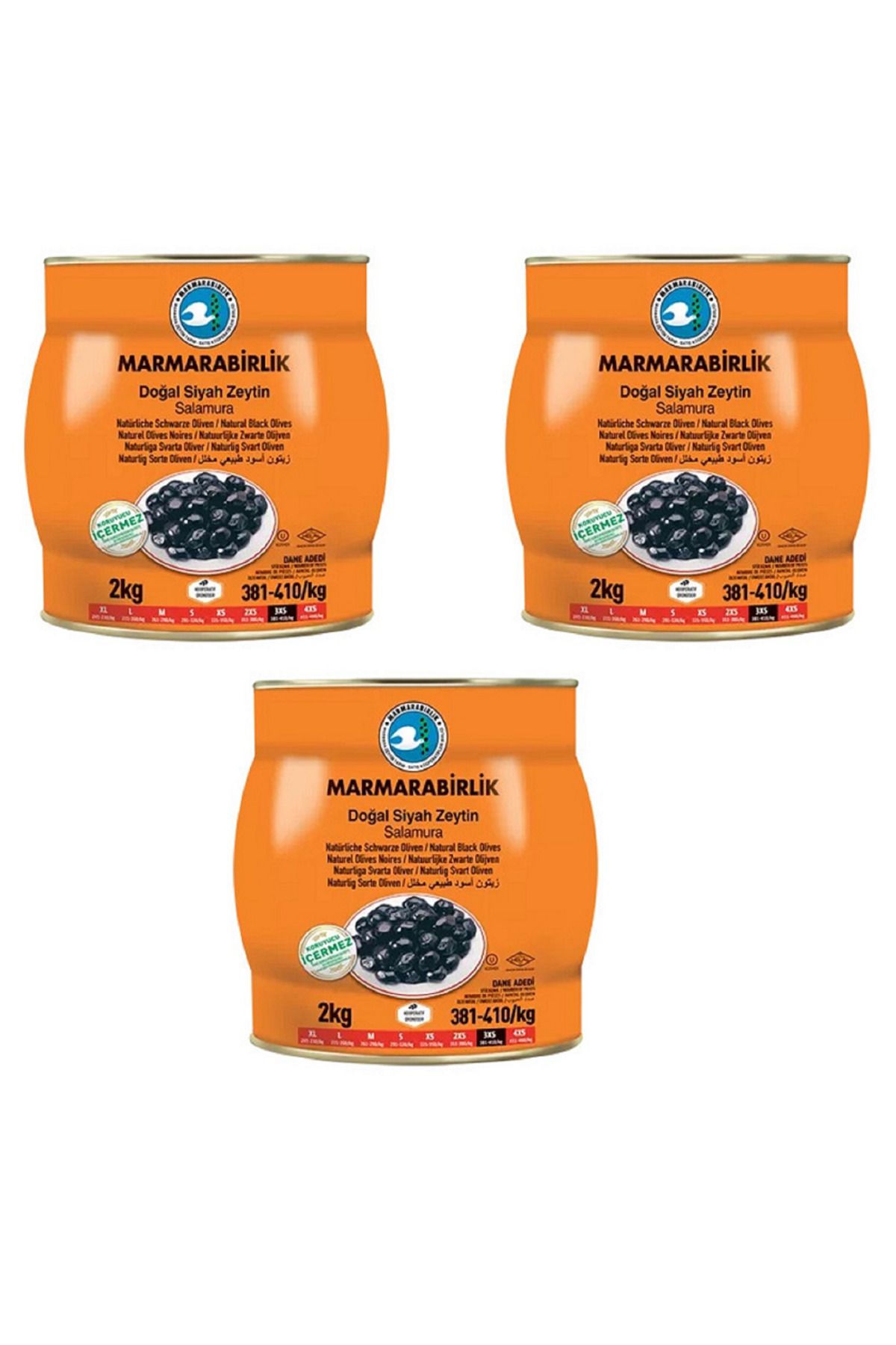 MarmaraBirlik 2 Kg.*3 Adet Salamura (3XS) Tane Adeti 381-410- 3 Adet.