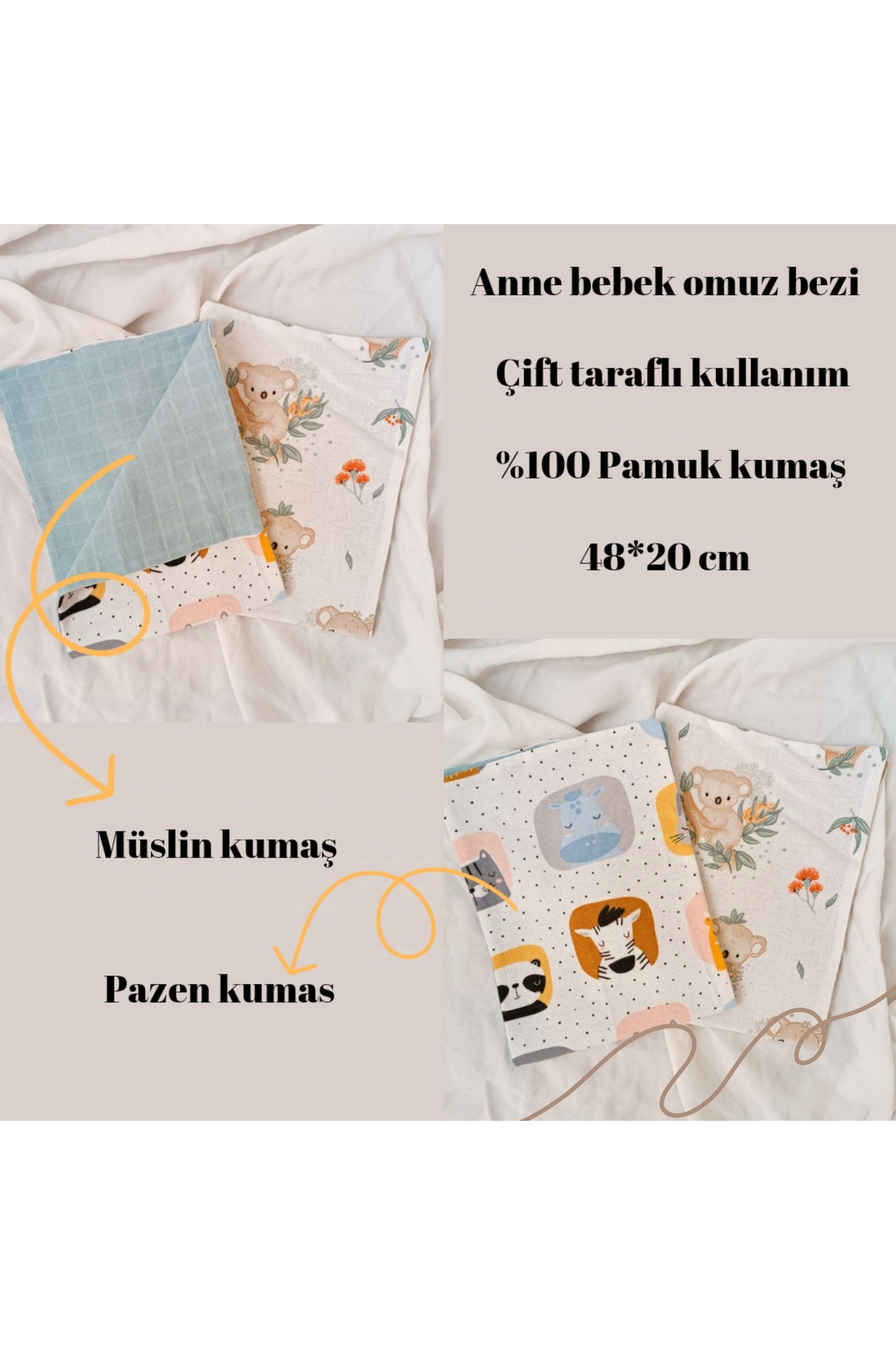 SİYO 2 Adet Anne Omuz Örtüsü, Bebek Gaz Örtüsü, Omuz Bezi fotoğrafı 4 (önizleme)