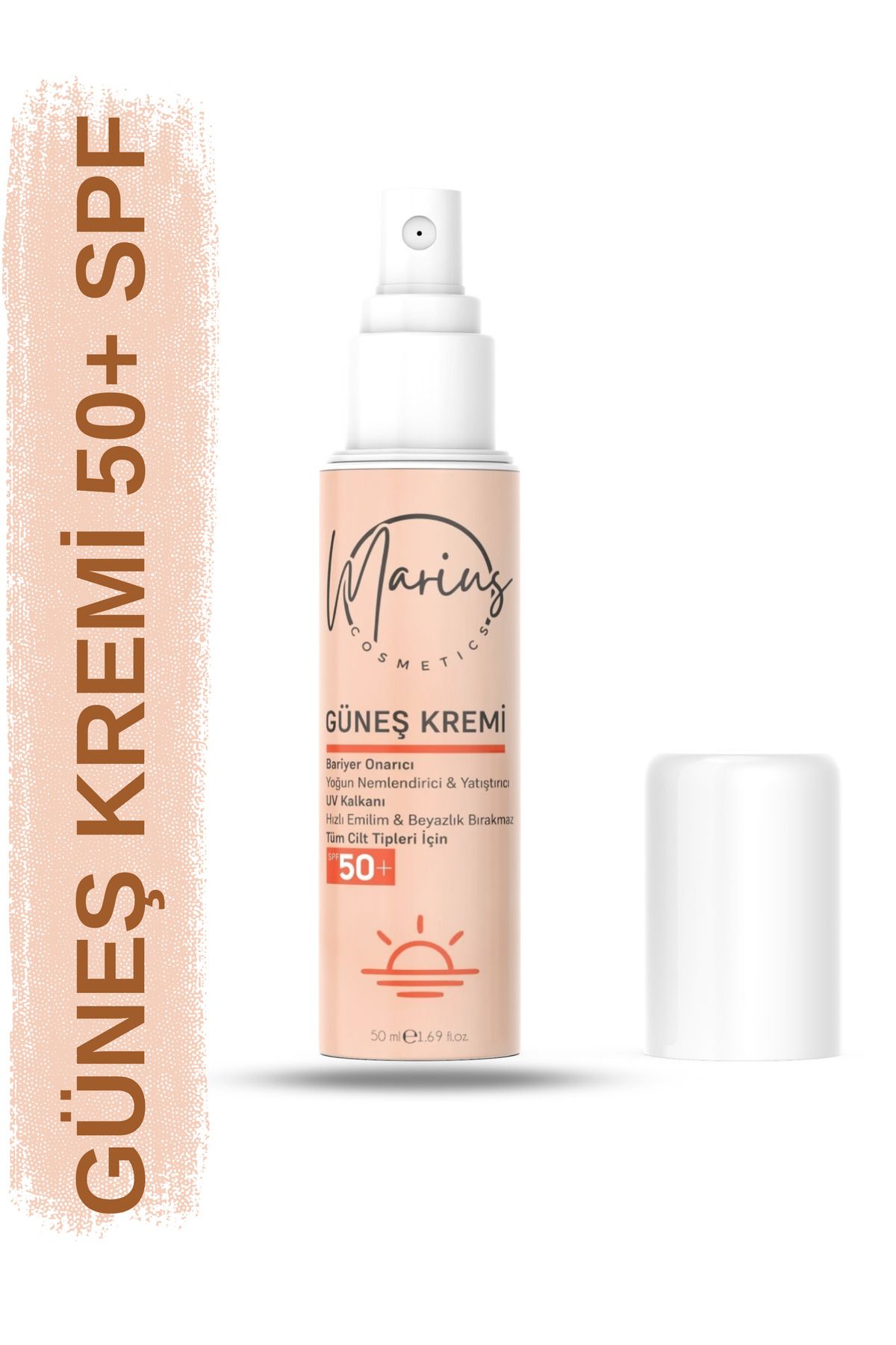 Marius Cosmetics Ton Eşitleyici , Aydınlatıcı Spf 50 Renkli Güneş Kremi Glutatyon, Hyaluronik Asit Etkili 100 ml