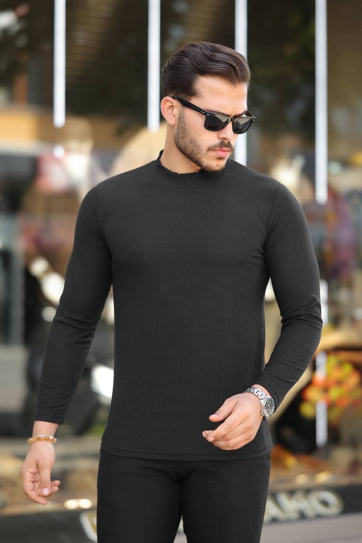 YUNED Raporlu Balıkçı Yaka İnce Body Sweatshirt