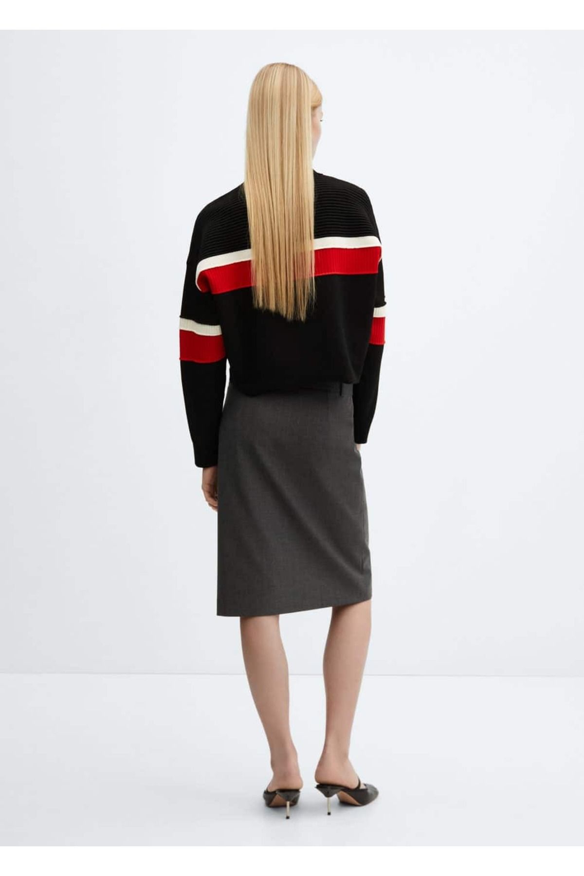 MANGO Woman-Slim Striped Skirt 4