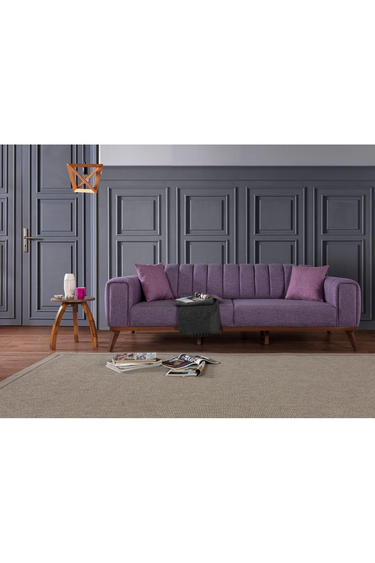 Elance Home VELAR YATAKLI KANEPE KETEN MOR