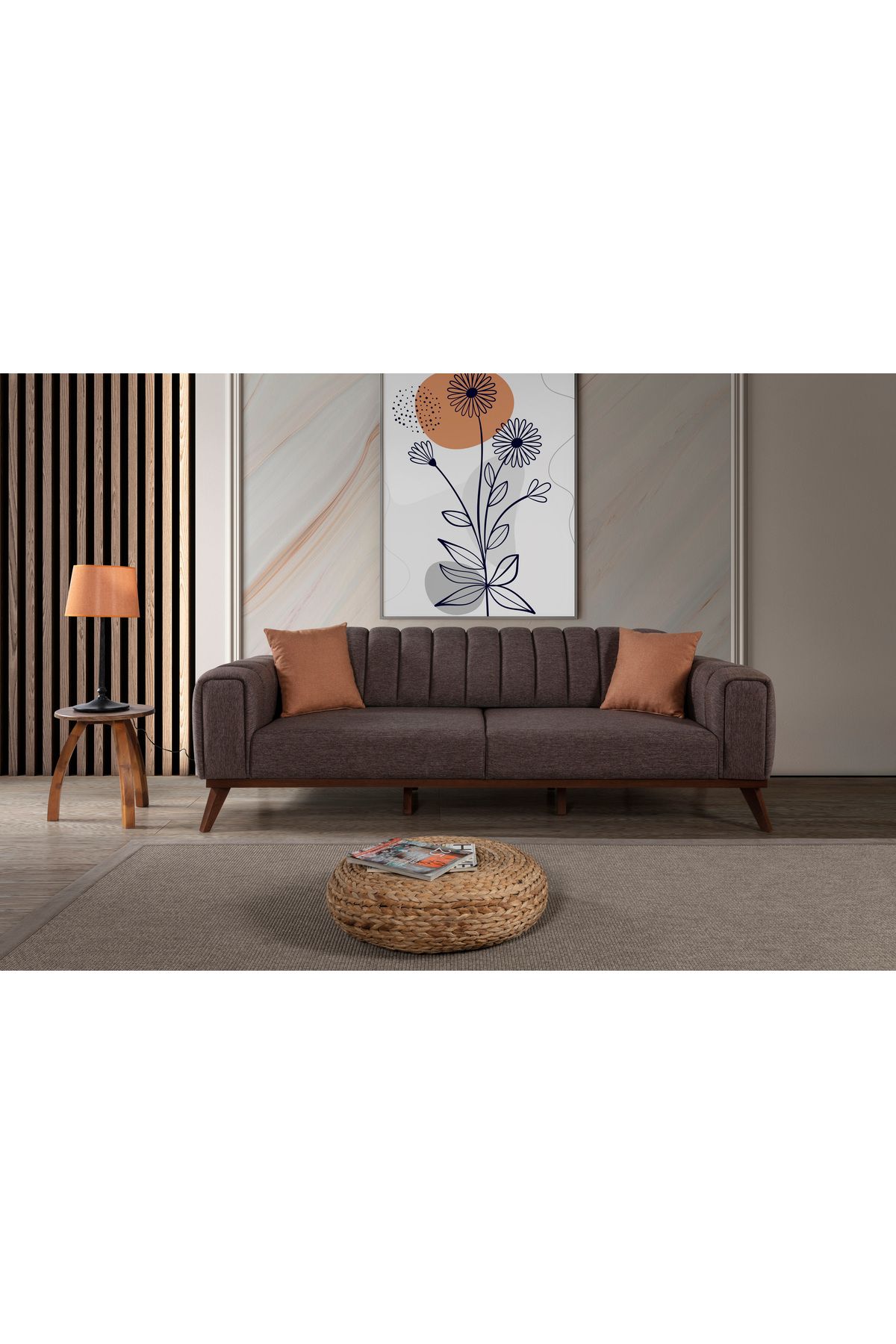 Elance Home VELAR YATAKLI KANEPE KETEN KAHVE