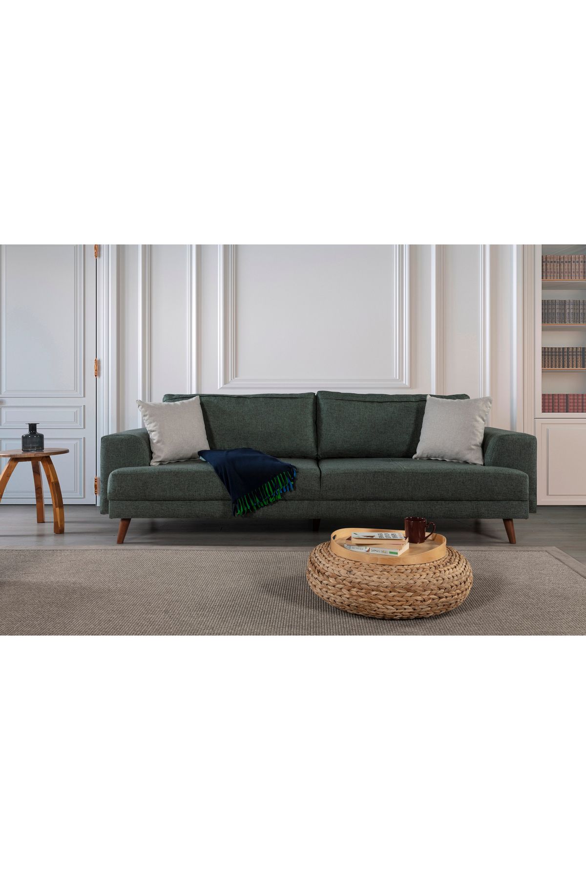Elance Home NOBİS YATAKLI KANEPE KETEN YEŞİL