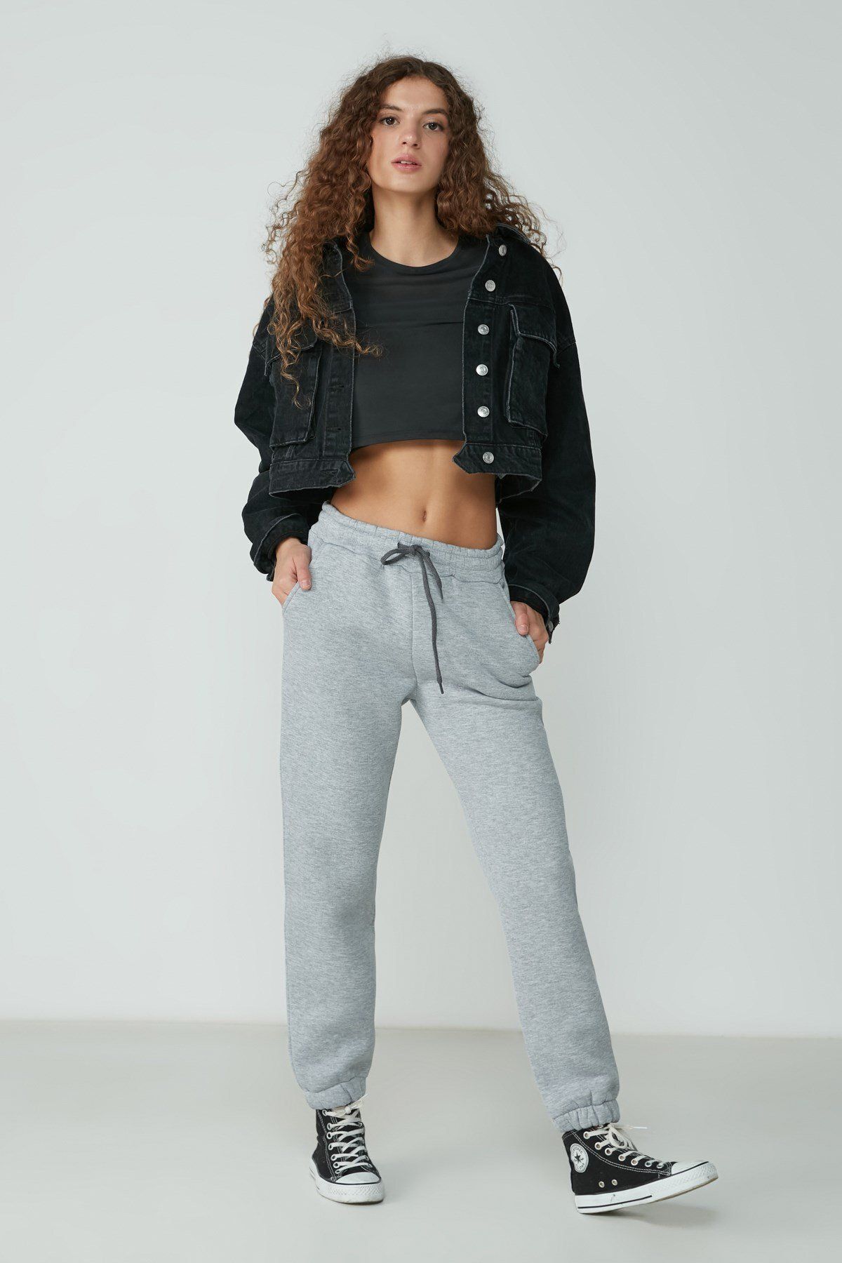 C&City Spodnie Dresowe Basic Jogger 902 Szare Kobieta - 2XL