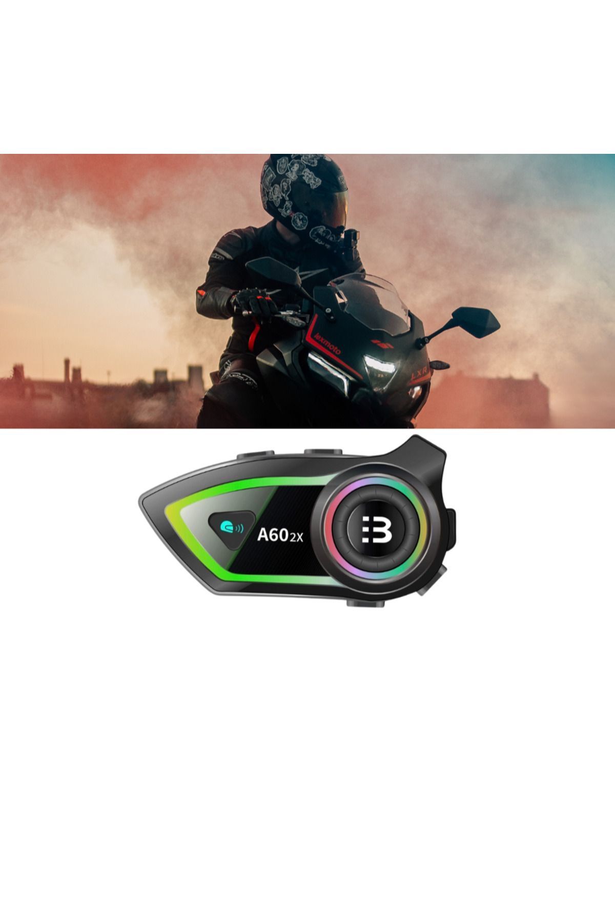 woodhub LOBO  A60 2X Bağlantılı 2 Intercom Bağlantılı Su Geçirmez Motosiklet Kask Bluetooth 5.3