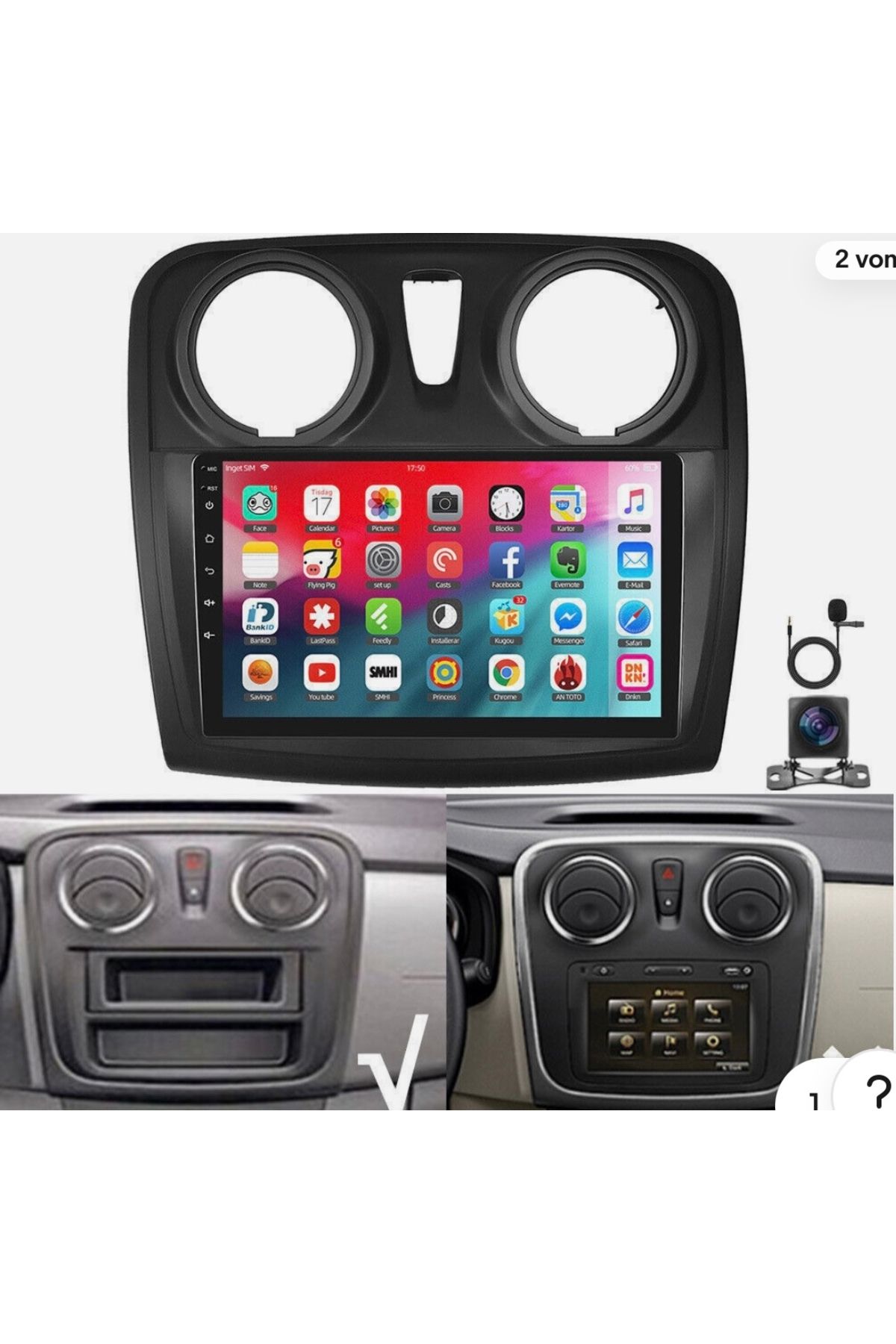 md-Dacia Sandero 4Gb Ram 64Gb Memory - Multi ­ Backup Camera Compatible for Media 2