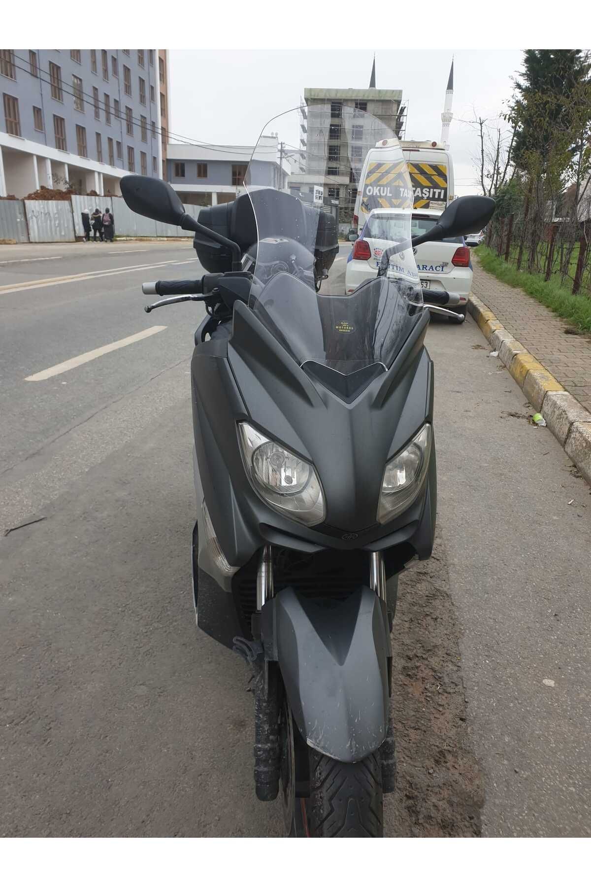 Yamaha Xmax 250 Siperlik Ön Cam 2011 2013 Model 55cm Şeffaf Renkli 4mm KISA SPOR CAM
