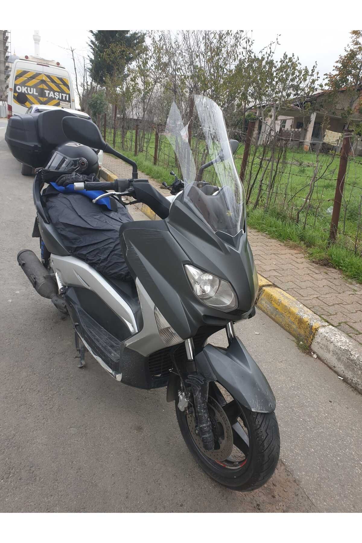 Yamaha Xmax 250 Siperlik Ön Cam 2011 2013 Model 55cm Şeffaf Renkli 4mm KISA SPOR CAM