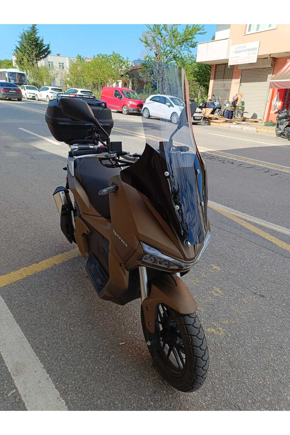 Yuki Adventure 150 Siperlik Ön Cam 2023-2025 Model 78cm Füme Renkli 4mm UZUN CAM