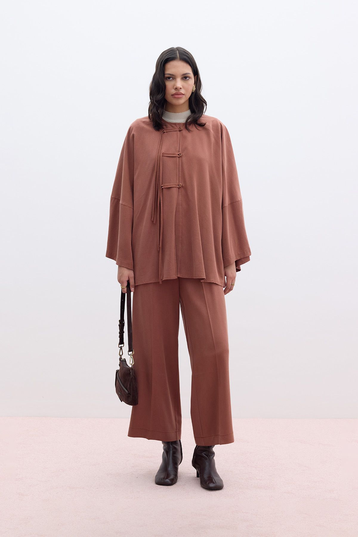 Manuka-Copper Colored Wide Leg Trousers 1