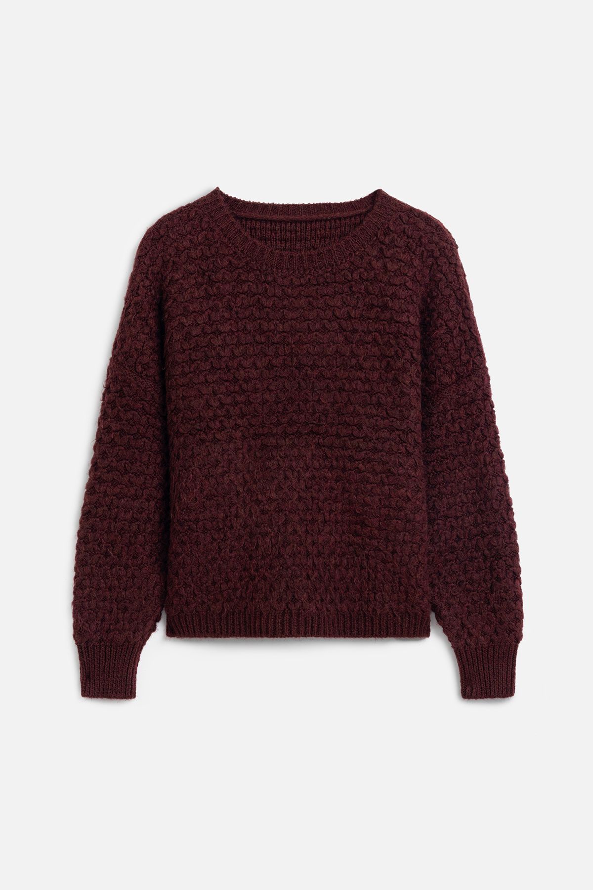 Manuka-Pulover tricotat cu model burgundy 8