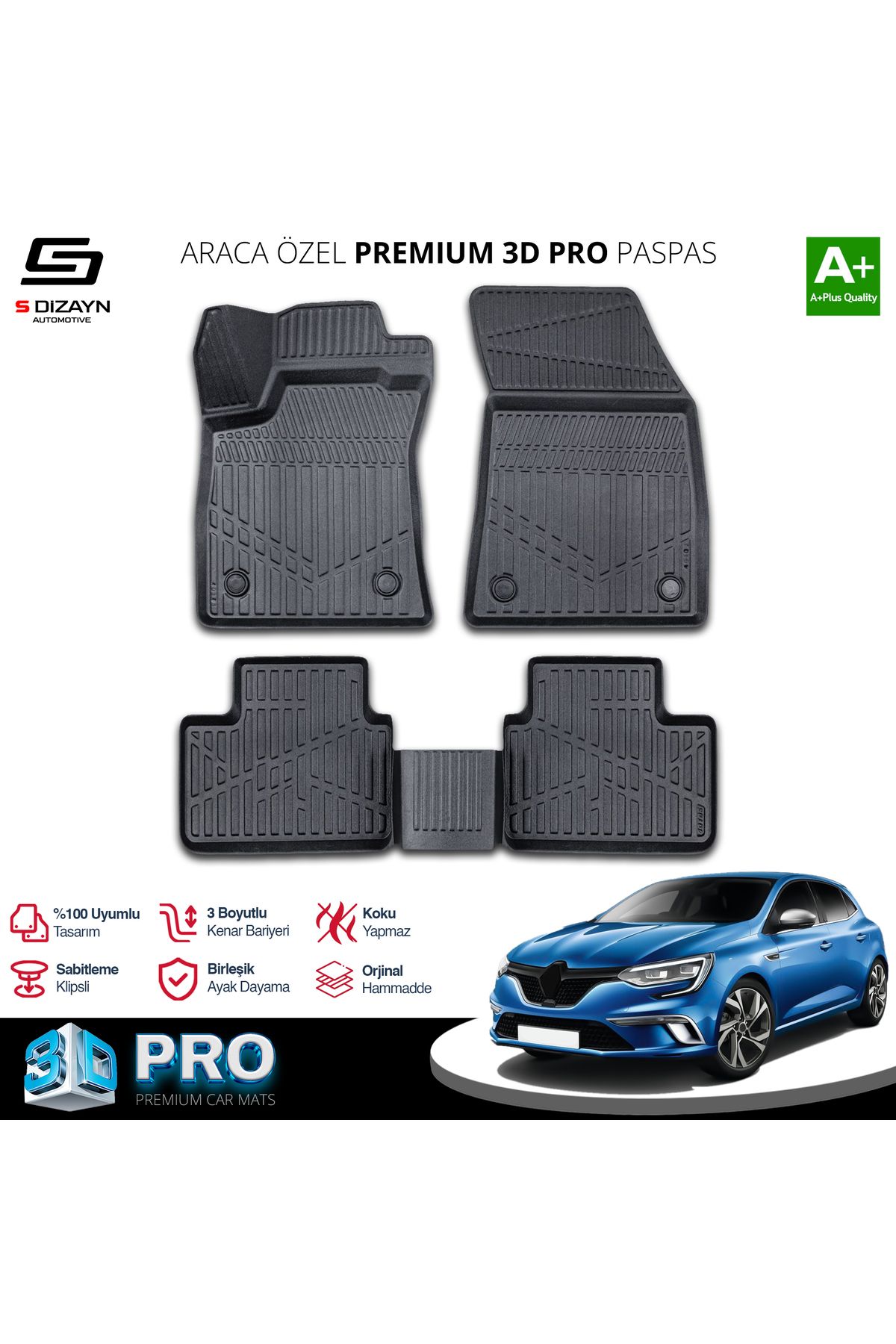 TREND Meka Part Renault Megane 4 3D Pro Havuzlu Paspas 2016-2021 A+ Kalite