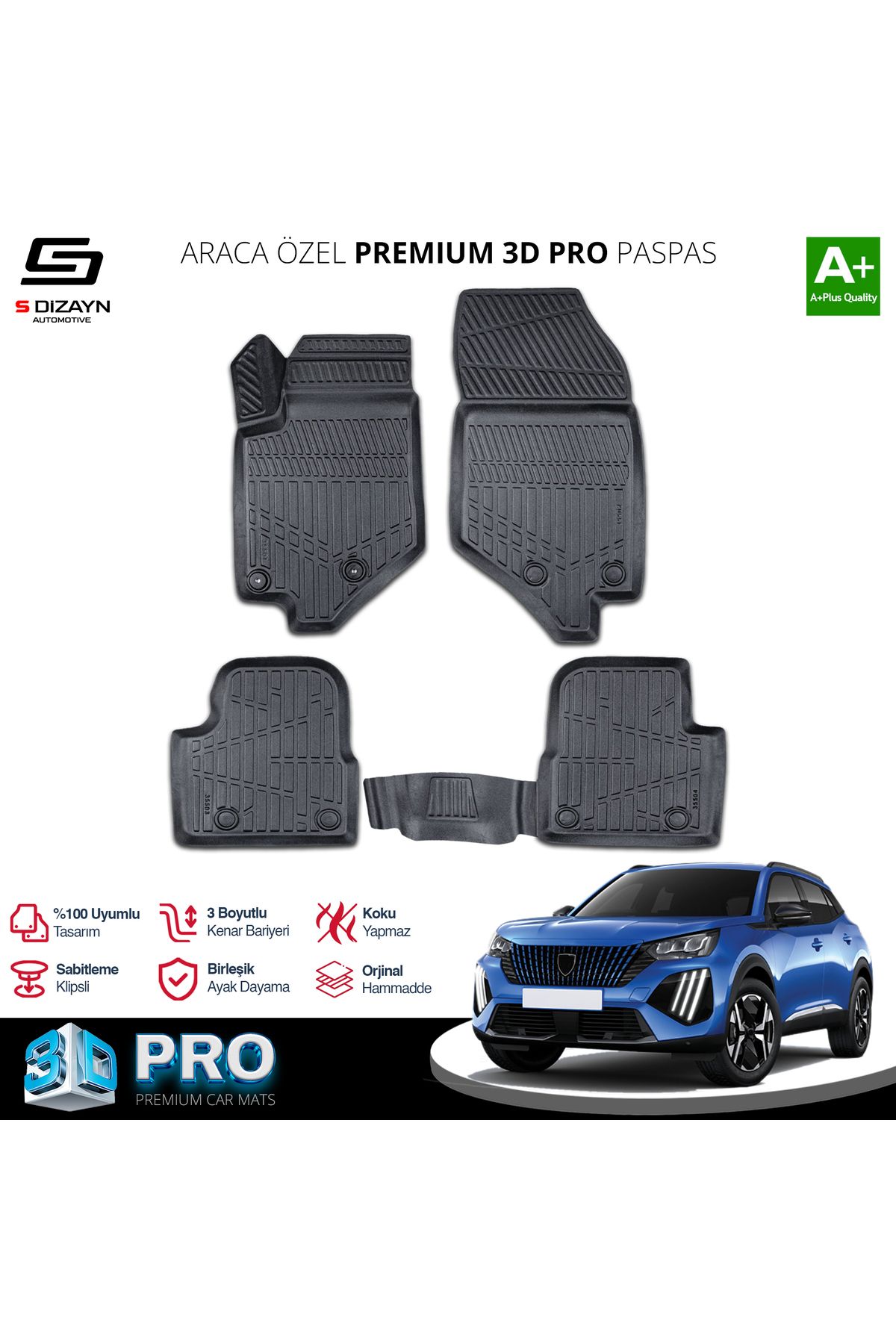 TREND Meka Part Peugeot 2008 Elektrikli 3D Pro Havuzlu Paspas 2022 Üzeri A+ Kalite