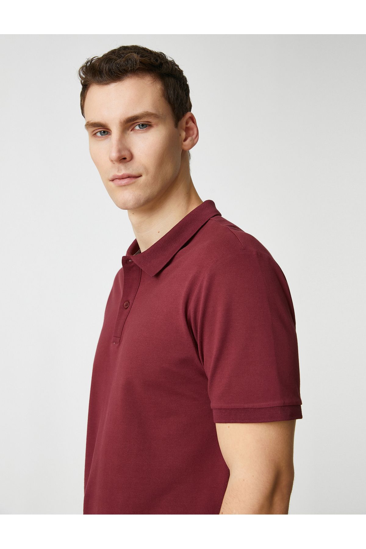 Koton-Basic T-Shirt Polo Neck Buttoned Slim Fit 2