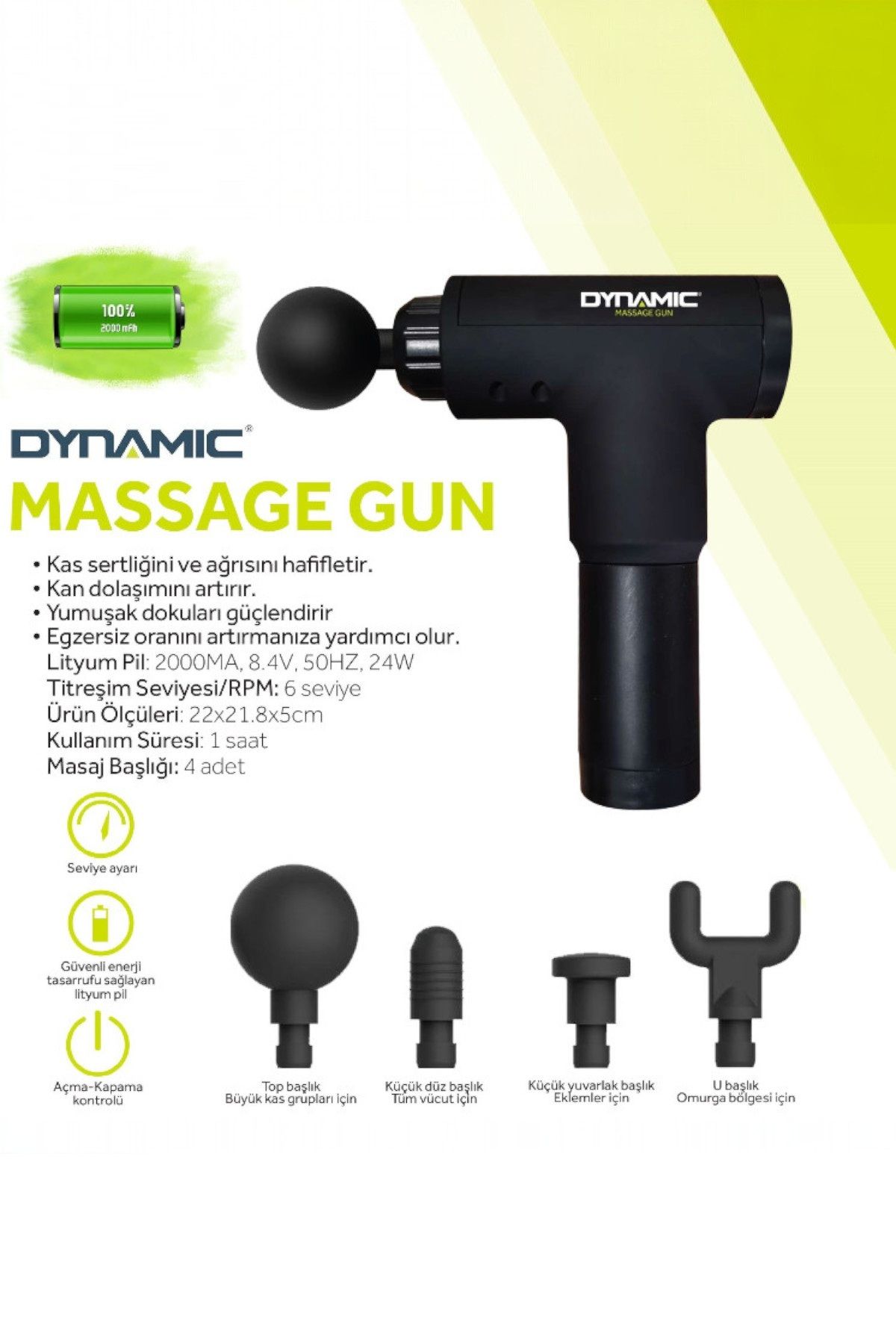 Dynamic Massage Gun Kablosuz Masaj Tabancası Şarjlı