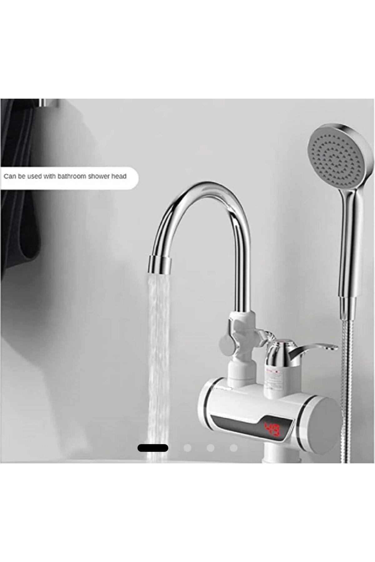 GenelTedarik Beyaz Ani Su Isıtıcısı Sıcak Musluk Duş Aparatlı