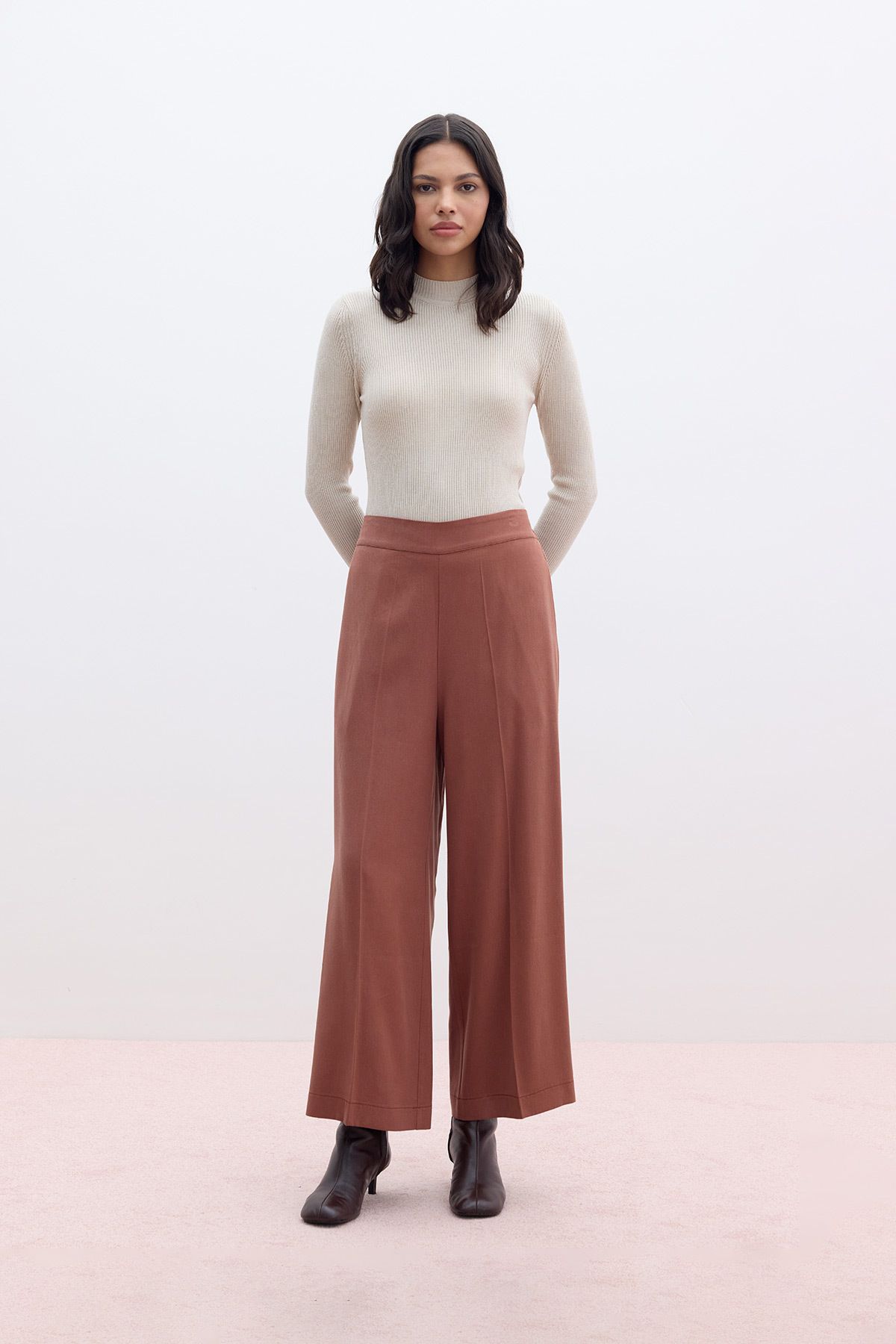 Manuka-Copper Colored Wide Leg Trousers 4