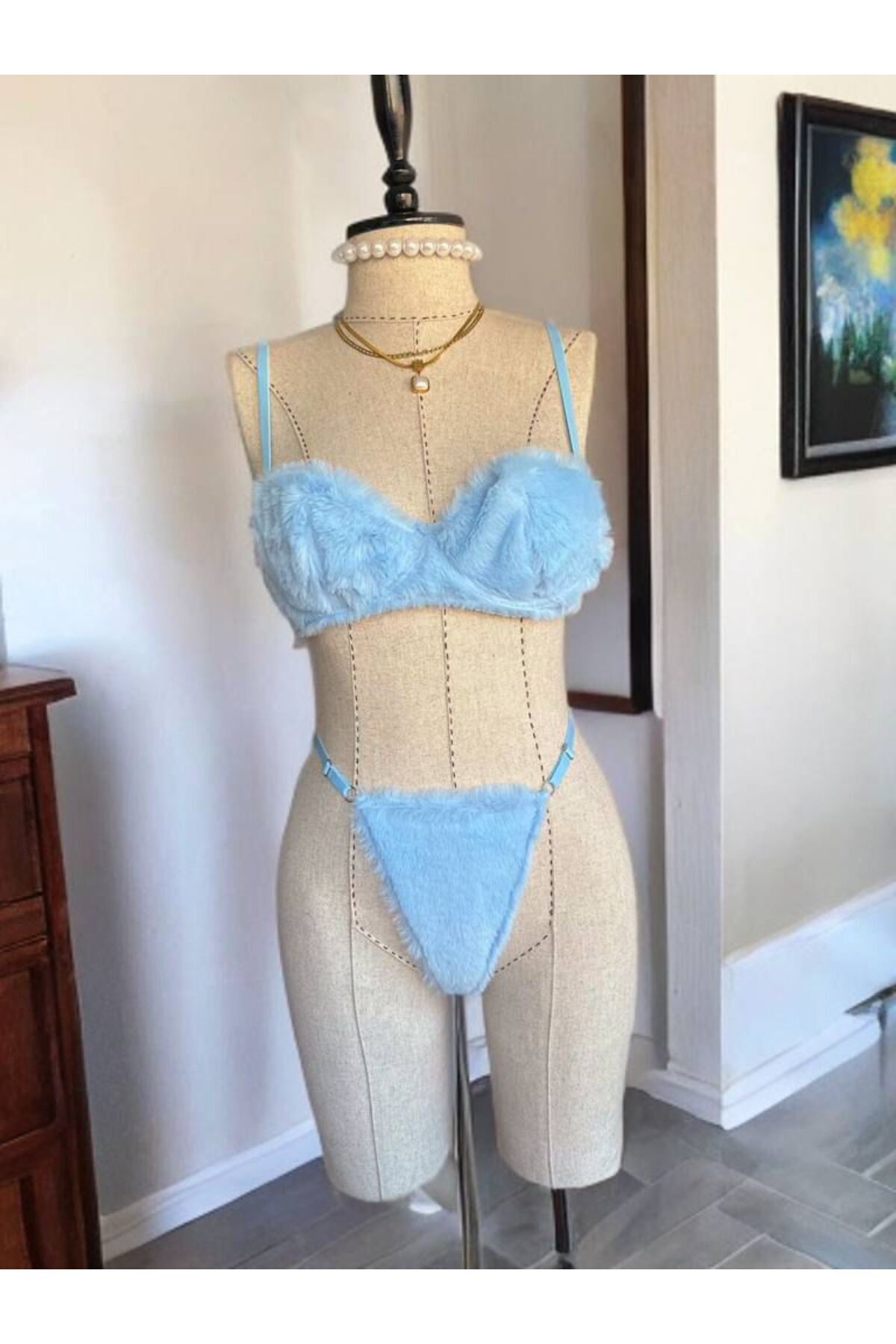 Genel Markalar PUFFY MODEL BEBEK MAVİ BALENLİ PELUŞ SÜTYEN TAKIM fotoğrafı 3 (önizleme)