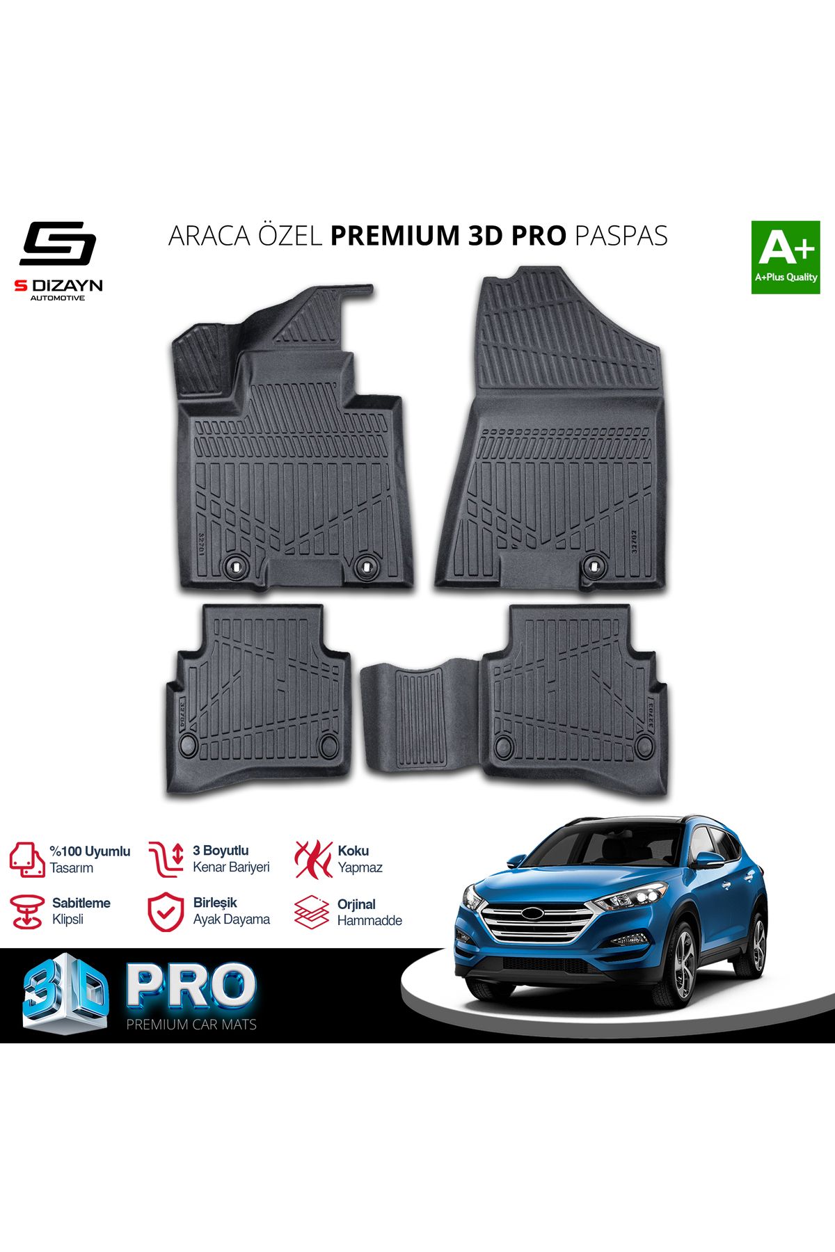 TREND Meka Part Hyundai Tucson 3D Pro Havuzlu Paspas 2015-2020 A+ Kalite
