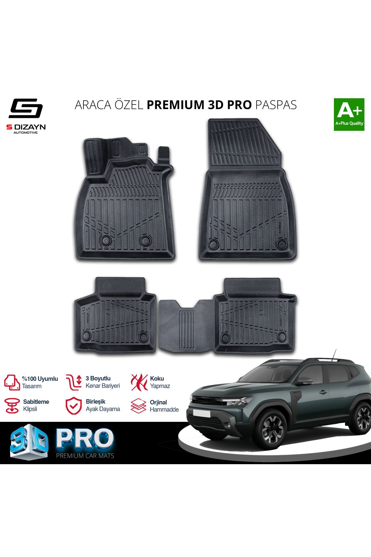 TREND Meka Part Renault Duster Mild Hybrid 4x4 3D Pro Havuzlu Paspas 2024 Üzeri A+ Kalite