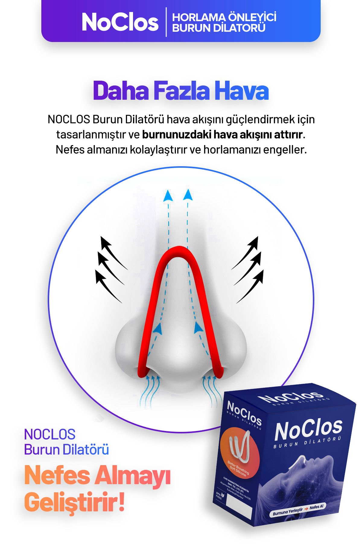 NOCLOS 1'li Kırmızı Anti-Horlama Burun Dilatörü