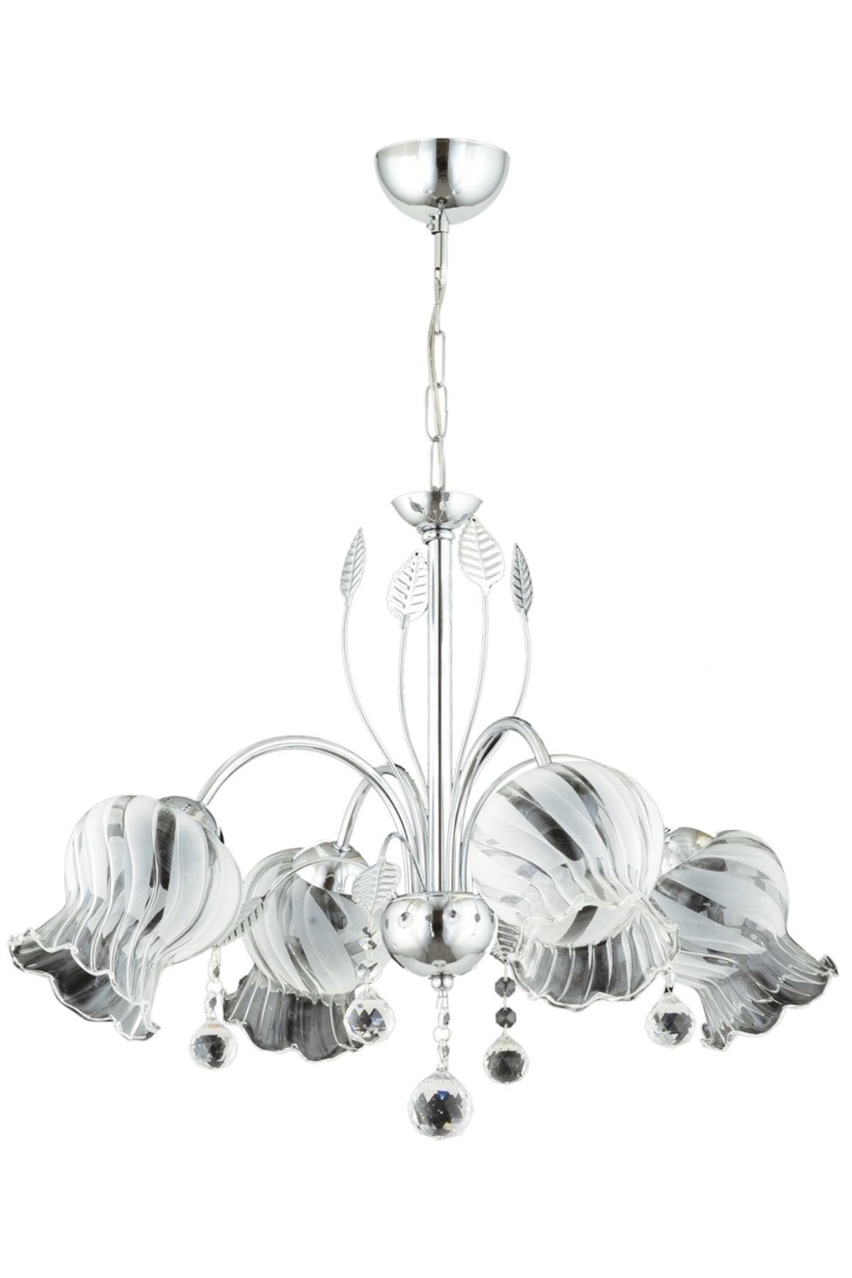 Avonni-Modern Glazed Chandelier - E27 48W 56cm Metal Chrome, Dorbien-Av-65236-4K 1