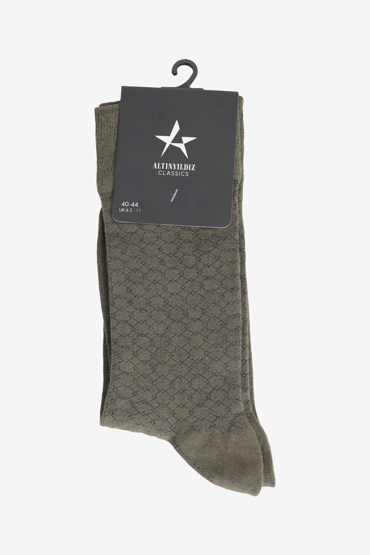 ALTINYILDIZ CLASSICS-Men's Green-Navy Blue Patterned Single Socks 1