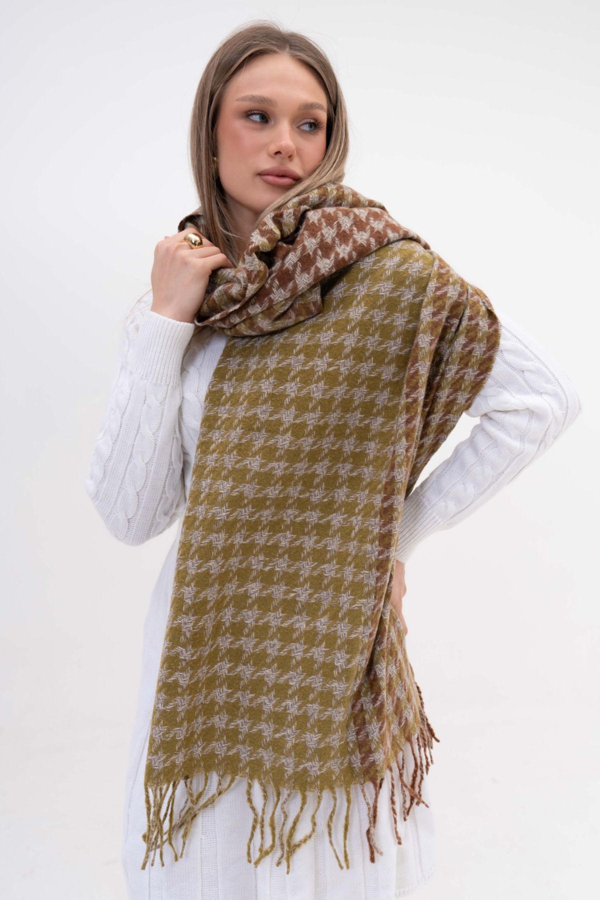 SOFT AKSESUAR-Roy Gradient Pattern Wool Blended Scarf 5