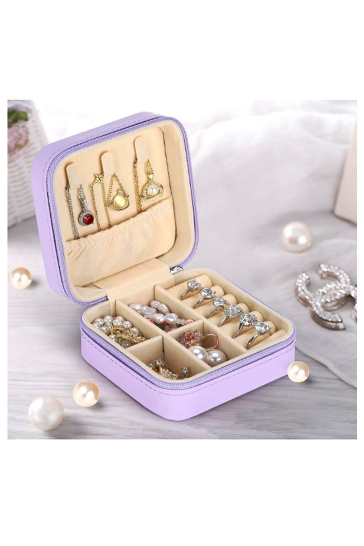 newnet-Jewelry Case Jewelry - Jewelry Organizer Box with Compartments Ring-Earrings-Necklace Organizer 4