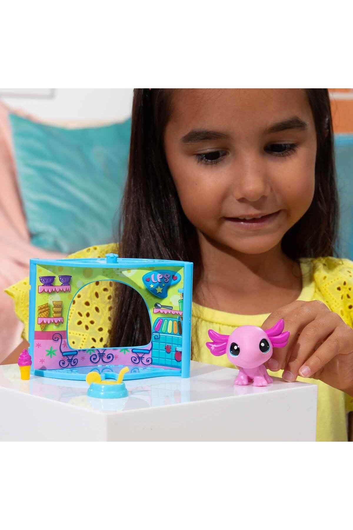 Littlest Pet Shop-Lps Minis Littlest Pet Shop Minis Aksolotl Ice Cream Hall Figure Play Set 3