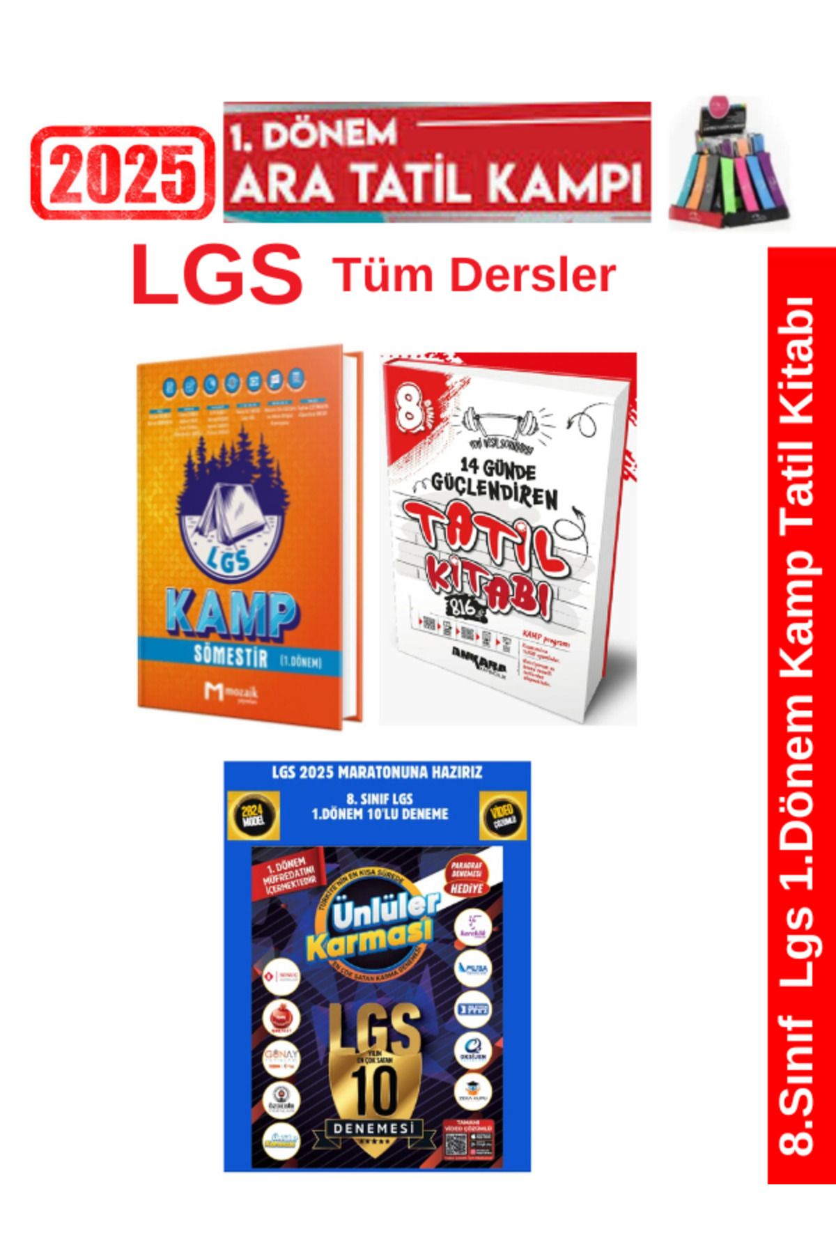 Marsis Yayınları Mozaik8.Sınıf Lgs 1.Dönem Kamp Tatil+2025 Ankara 1.Dönem Soru+Ünlüler 1.Dönem 10 Deneme