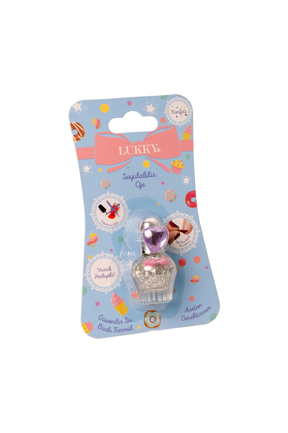 لاک ناخن پوست‌شدنی نقره‌ای براق با پایه آب و طرح کنفتی