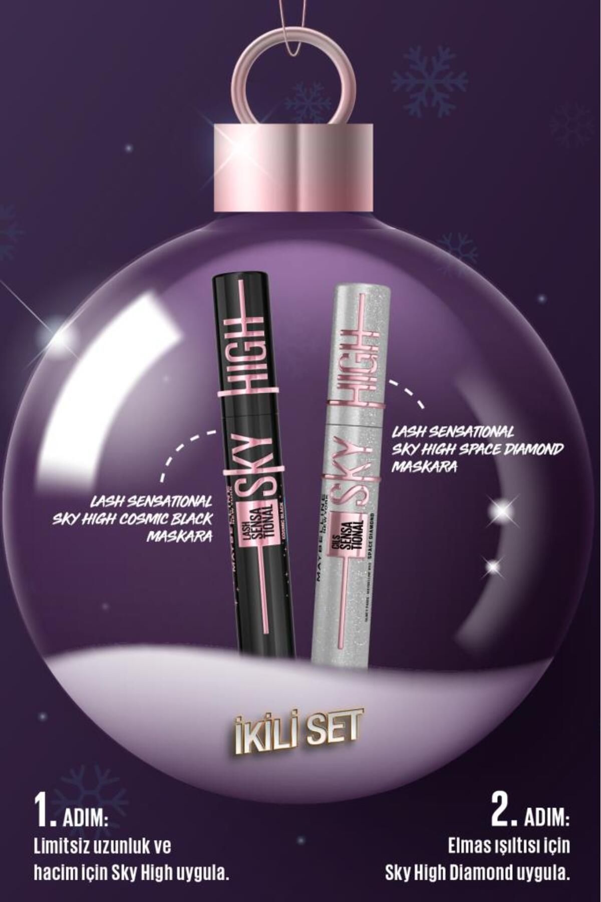 Maybelline New York Lash Sensational Sky High Space Diamond - مجموعه ریمل مشکی مشکی Diamond Shimmer و Cosmic Black